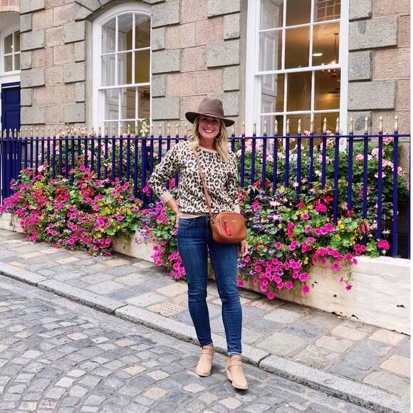 J. Crew Merino Wool Leopard Crewneck Sweater - Picture 1 of 11